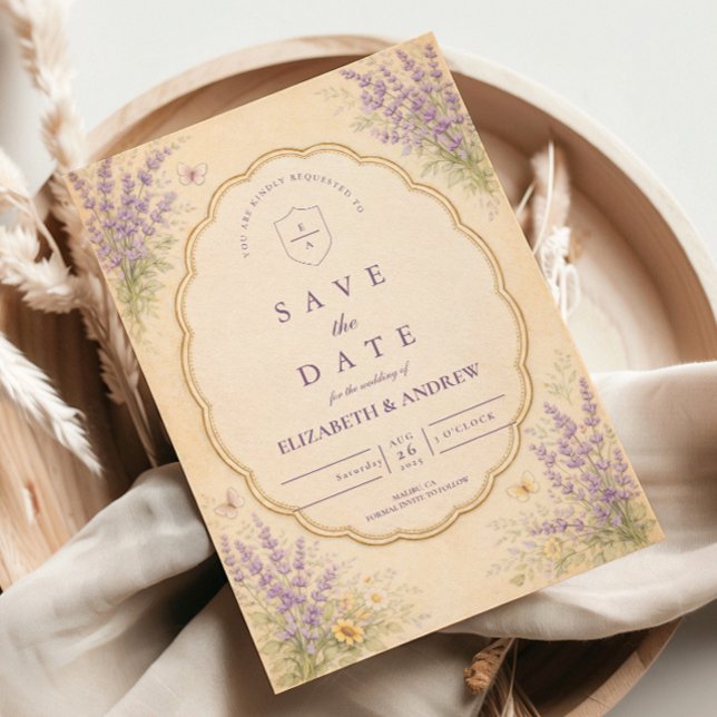 Vintage Lavender Garden Wedding Save The Date (Creator Uploaded)