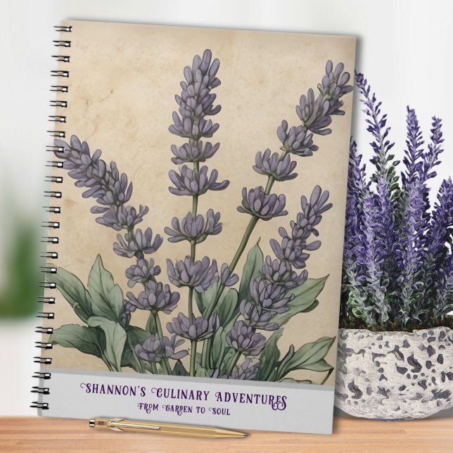 Vintage Lavender Herbal Kitchen Notebook (Vintage Lavender Spiral Notebook for Mother's Day, Cooking, Recipes, or Planning)