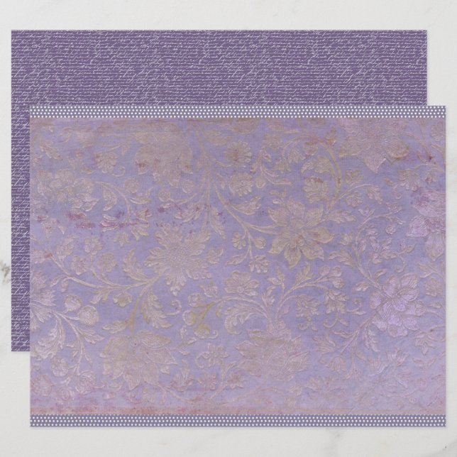 Vintage Lavender Journal Paper Sheet (Front/Back)