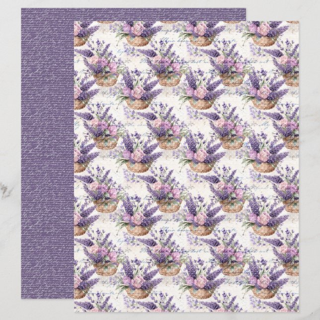 Vintage Lavender Journal Paper Sheet (Front/Back)