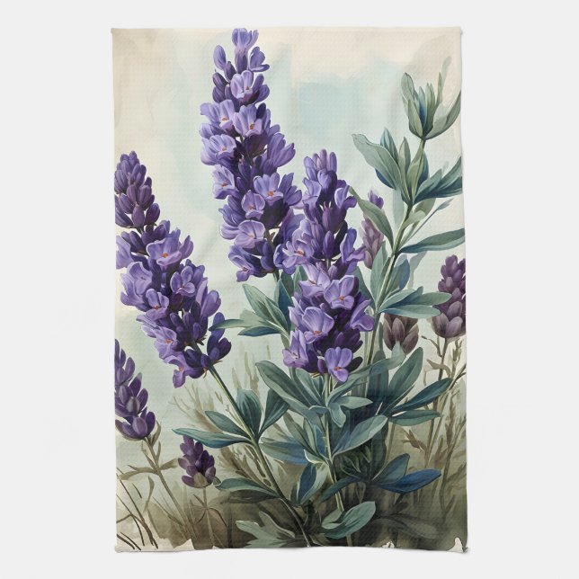 Vintage Lavender Kitchen Towel (Vertical)