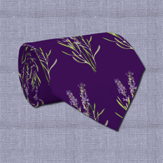 Vintage Lavender pattern-  in dark purple Neck Tie