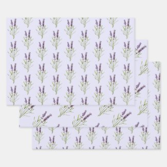 Vintage Lavender pattern Wrapping Paper Sheets