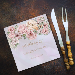 Vintage Lavender Peony Wedding Napkin