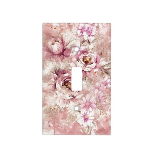 Vintage Lavender Pink Floral Shabby Chic Pretty Light Switch Cover