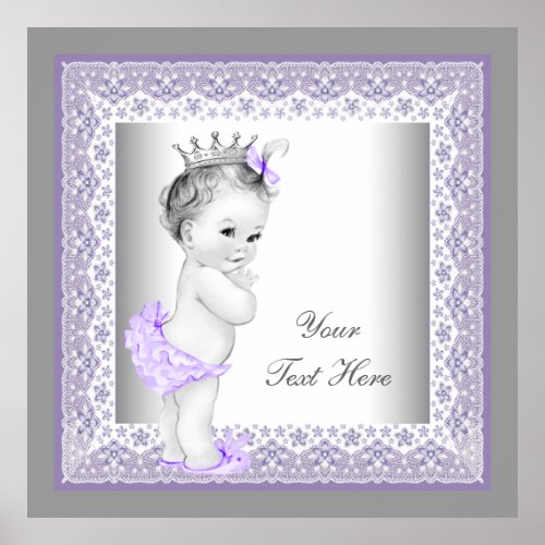 Vintage Lavender Purple Baby Girl Princess Poster