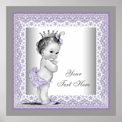 Vintage Lavender Purple Baby Girl Princess Poster