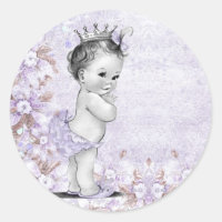 Vintage Lavender Purple Baby Shower Stickers