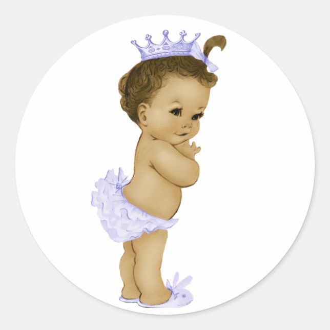 Vintage Lavender Purple Baby Shower Stickers (Front)