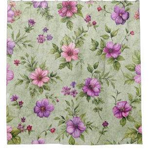 "Vintage Lavender Purple Floral Shower Curtain" Curtain