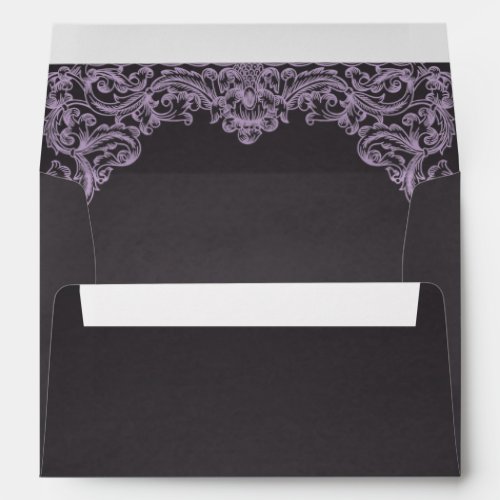 Vintage lavender purple frame  chalkboard wedding envelope