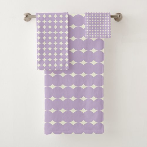Vintage Lavender Purple Geometric Dots Pattern   Bath Towel Set