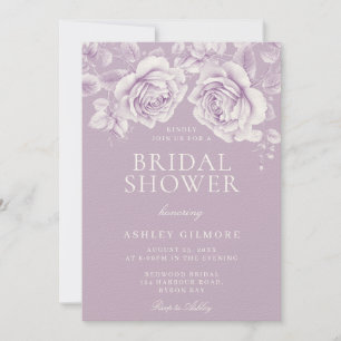 Vintage Lavender Purple Rose Elegant Bridal Shower Invitation