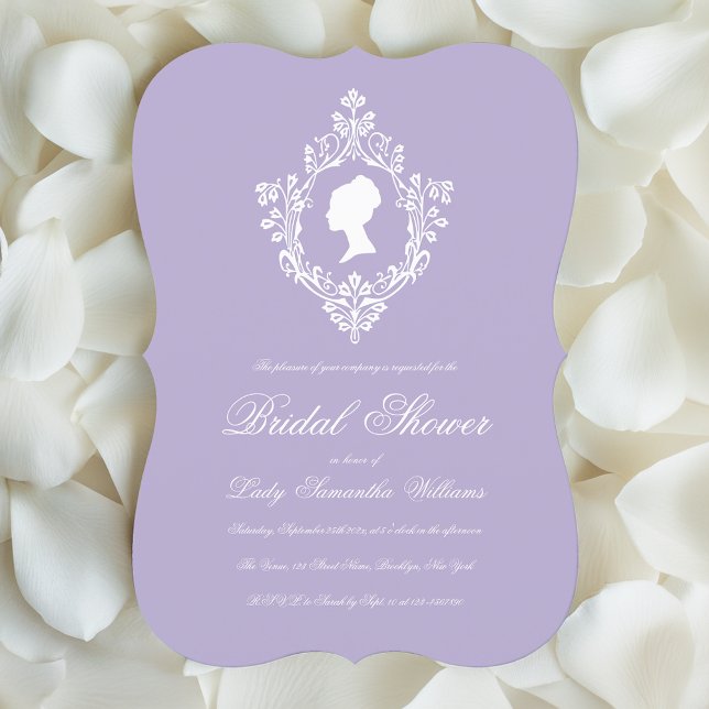 Vintage Lavender Regency Lady Crest Bridal Shower Invitation (Creator Uploaded)