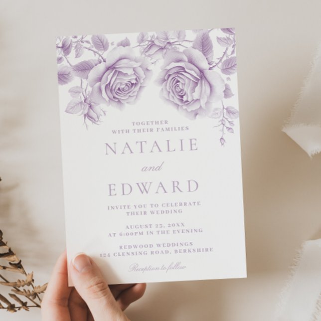 Vintage Lavender Roses Wonderful Wedding Invitation (Creator Uploaded)