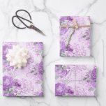 Vintage Lavender Silver Floral Damask Pattern Wrapping Paper Sheets<br><div class="desc">This elegant design features a pattern of vintage lavender and silver floral bouquets on a background of distressed vintage lavender damask.</div>