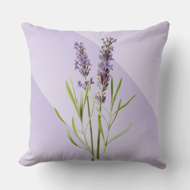 Vintage Lavender Throw Pillow (Front)