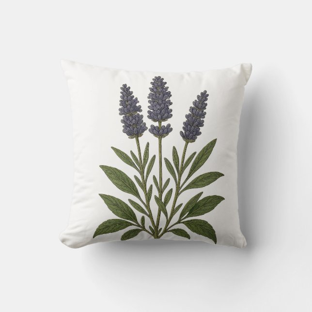 Vintage Lavender Throw Pillow (Front)