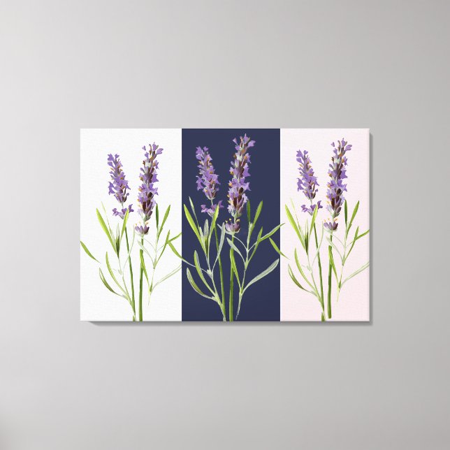 Vintage lavender triptych canvas print (Front)