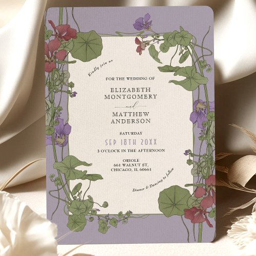 Vintage Lavender Wedding Jeannie Foord Art Nouveau Invitation