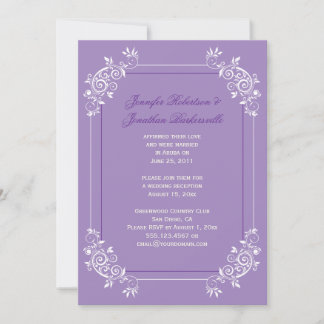Vintage Lavender White Purple Swirls Post Wedding Invitation