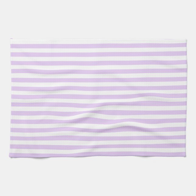 Vintage Lavender & White Stripes Striped Kitchen Towel (Horizontal)