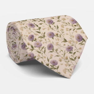 Vintage Lavender Wildflower Personalized Wedding Neck Tie