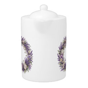 vintage lavender wreath teapot