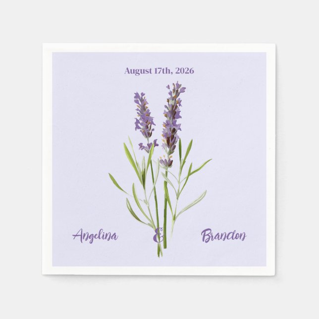 Vintage lavenders for wedding  napkins (Front)