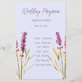 Vintage Lavenders - wedding Program Paper Sheet