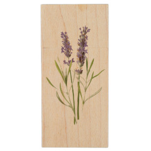 Vintage Lavenders Wood Flash Drive