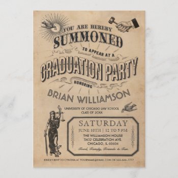 Vintage Law School Graduation Invitation Retro by Anything_Goes at Zazzle