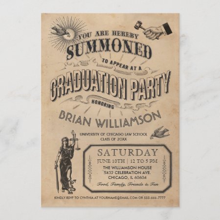 Vintage Law School Graduation Invitation Retro