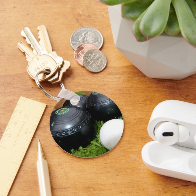 Vintage Lawn Bowls And Jack,  Keyring  (Desk)