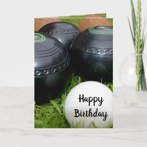 Vintage Lawn Bowls Birthday Wishes Card