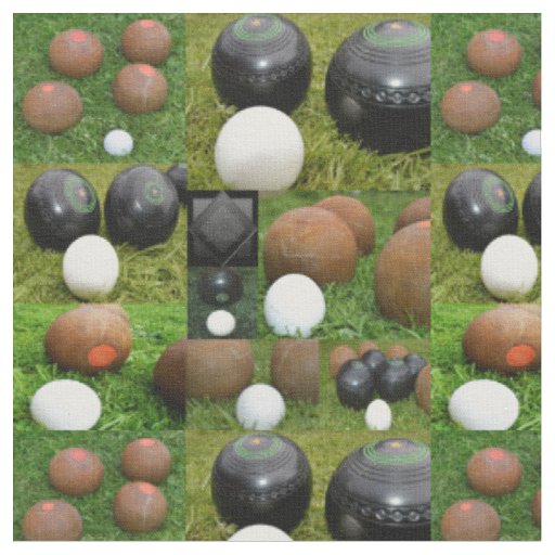 Vintage Lawn Bowls Photo Collage, Fabric