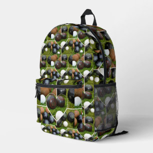 Vintage Lawn Bowls Photo Collage, Printed Backpack