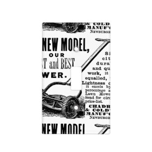 Vintage lawn mower advert light switch cover