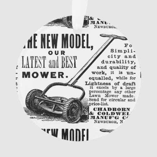 Vintage lawn mower advert ornament