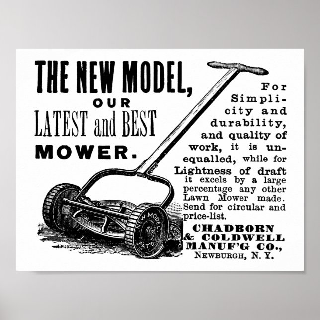 Vintage lawn mower advert poster (Front)