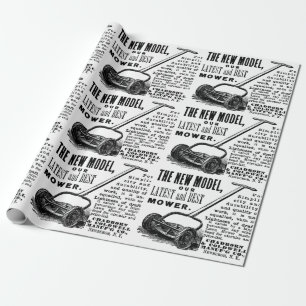 Vintage lawn mower advert wrapping paper