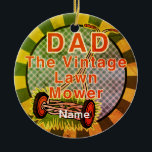 Vintage Lawn Mower  Ceramic Ornament<br><div class="desc">Vintage Lawn Mower ornament by ArtMuvz Illustration. matching dad apparel, dad t-shirts, fathers day gifts for husband, father, Grandpa. Dad T-shirt, birthday gift and gardening apparel. To personalize add your name or add text instead. Customize this lawn mower ornament to make it uniquely yours or to give as a personalized...</div>