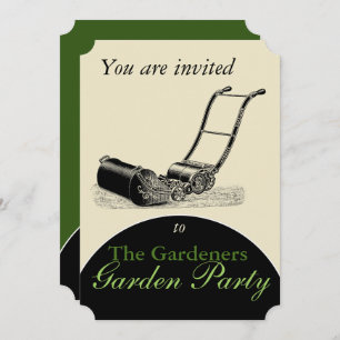 VINTAGE Lawn Mower Garden Party Invitation