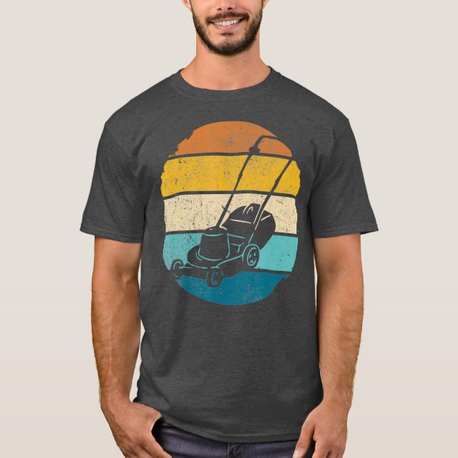 Vintage Lawn Mower  Gardener Landscaper Retro T-Shirt (Front)