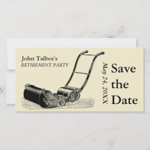 VINTAGE Lawn Mower Retirement Party Save the Date
