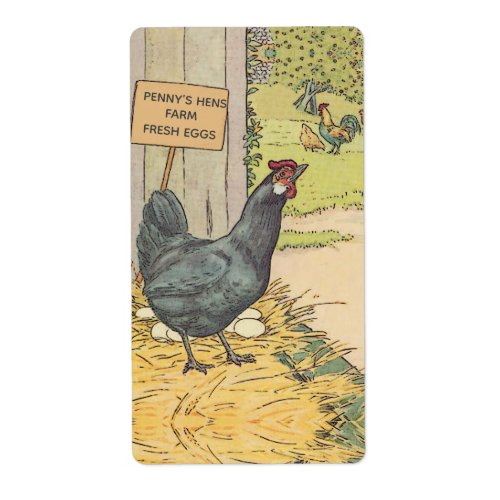 Vintage Laying Hen Farm Fresh Egg Carton Label