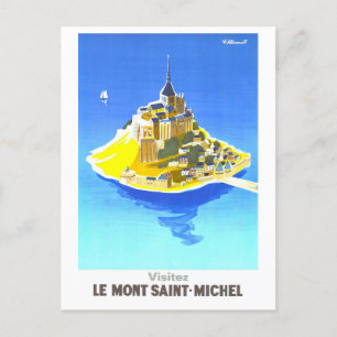 Vintage Le Mont Saint-Michel Travel Poster Postcard