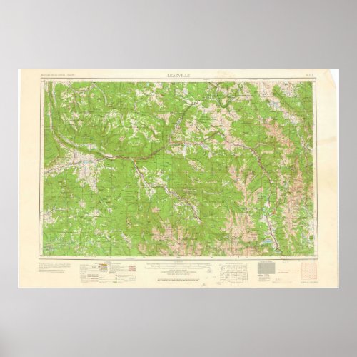 Vintage Leadville CO Topo Map Poster