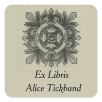 Vintage Leaf Design Square Bookplate Vintage Leaf Design Square Bookplate
