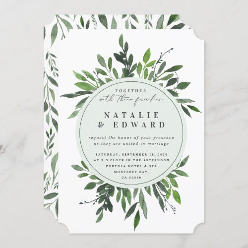 Vintage leafy frame wedding invitation invitation
